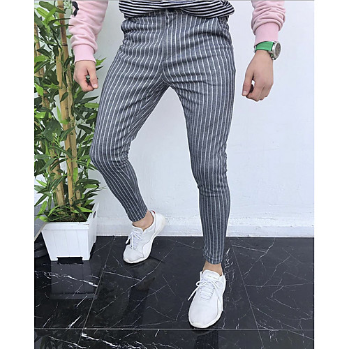 

Men's Basic Chinos Pants - Striped White Black Gray US32 / UK32 / EU40 US34 / UK34 / EU42 US36 / UK36 / EU44