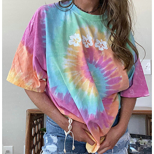 

Women's Tie Dye T-shirt Daily Weekend Rainbow