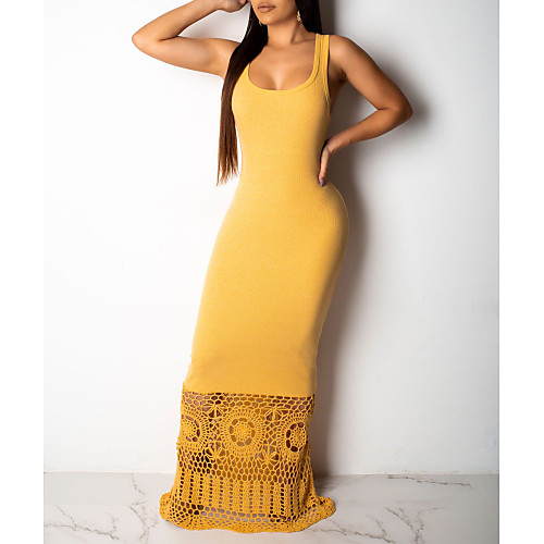 

Women's Sheath Dress - Sleeveless Solid Color Summer Elegant 2020 White Black Yellow Blushing Pink S M L XL XXL
