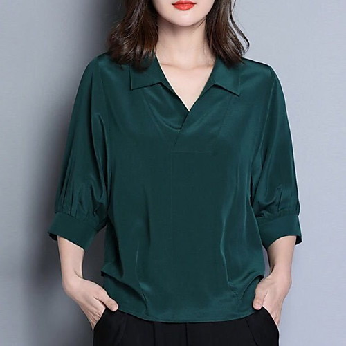 

Women's Solid Colored Shirt Daily Blue / Red / Green