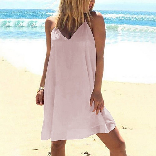 

Women's Yellow Blushing Pink Dress A Line Solid Color S M