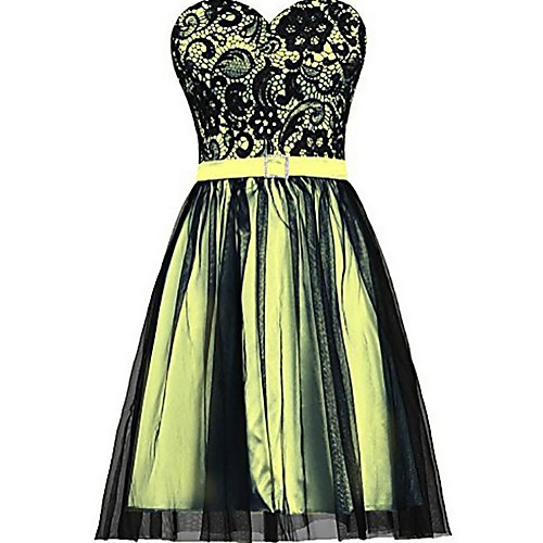 

A-Line Sweetheart Neckline Knee Length Satin / Tulle Elegant / Floral Party Wear / Cocktail Party Dress with Sash / Ribbon / Pleats 2020