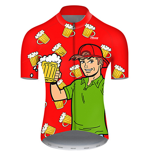 

21Grams Men's Short Sleeve Cycling Jersey Red / Yellow Oktoberfest Beer Bike Top Mountain Bike MTB Road Bike Cycling Breathable Sports Clothing Apparel / Micro-elastic