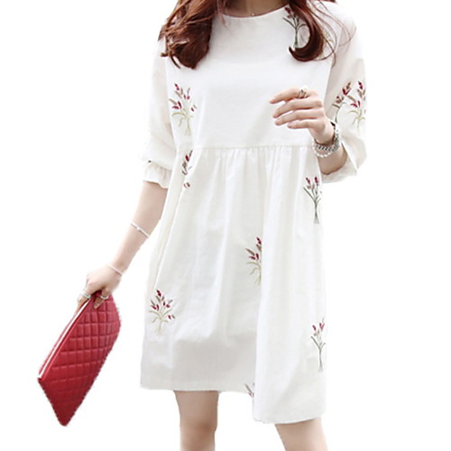 

Women's 2020 White Summer Dress Elegant Sheath Floral M L