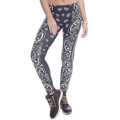 

Women's Sports / Yoga Sporty / Basic Legging - Print, Print Mid Waist Black One-Size