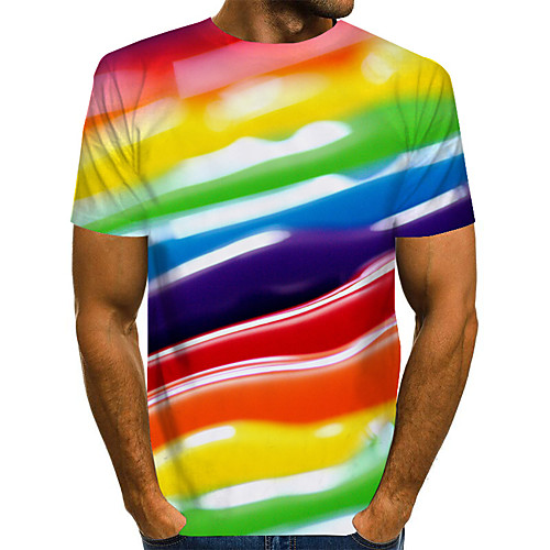 

Men's 3D Sun Flower Print T-shirt Basic Exaggerated Daily Rainbow