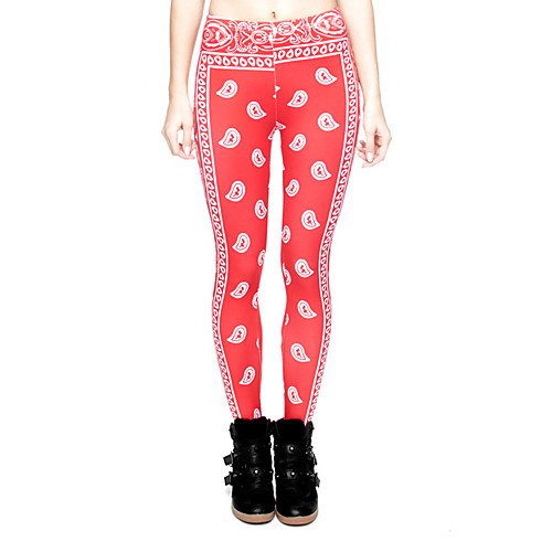 

Women's Sports / Yoga Sporty / Basic Legging - Print, Print Mid Waist Red One-Size
