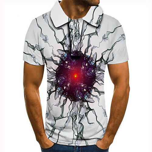 

Men's Graphic 3D Print Print Polo Daily White