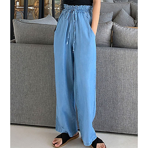 

Women's Basic Chinos Pants - Solid Colored Light Blue S M L