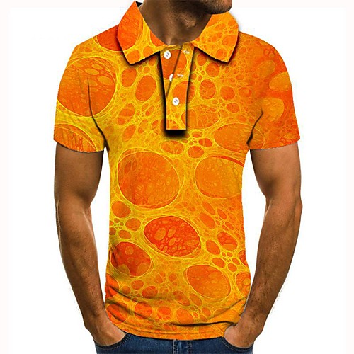 

Men's 3D Polo Basic Daily Shirt Collar Orange / Short Sleeve