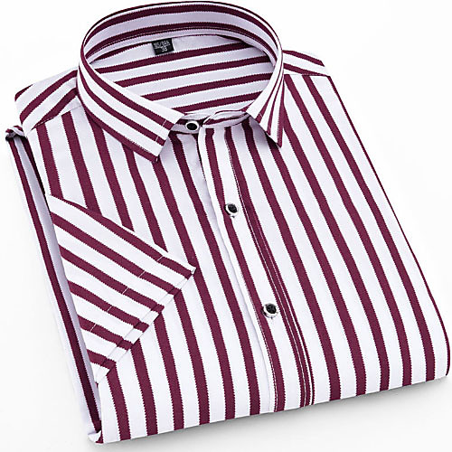

Men's Striped Print Shirt Daily Wine