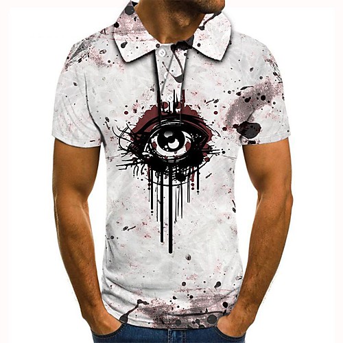 

Men's Graphic 3D Print Print Polo Daily White