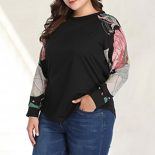 

Women's Daily Going out Basic / Elegant Blouse - Floral Print Black