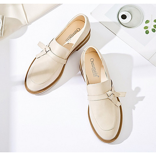 

Women's Loafers & Slip-Ons Spring & Summer Flat Heel Round Toe Daily PU Almond / Black