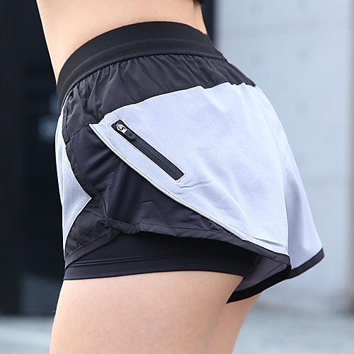 

Women's Running Shorts Athletic Shorts Workout Shorts 2 in 1 Elastane Sports Bottoms Running Jogging Training Lightweight Breathable Quick Dry Fashion Grey White Black / Micro-elastic