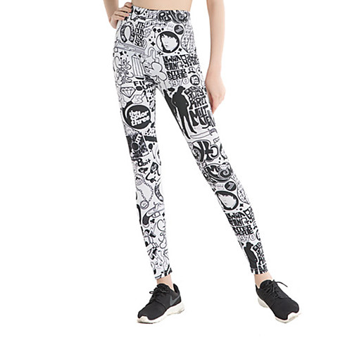 

Women's Sports / Yoga Sporty / Basic Legging - Painting / Color Block, Print Mid Waist Gray One-Size