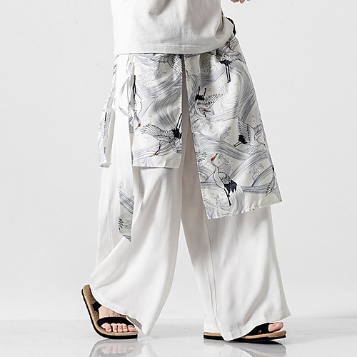 

Men's Sporty / Chinoiserie Chinos Pants - Solid Colored Drawstring Comfort Blue White Black US32 / UK32 / EU40 US34 / UK34 / EU42