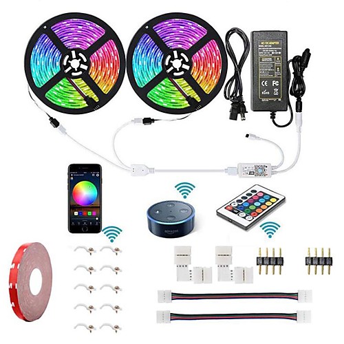 

KWB WIFI Smart LED Strip Lights Kit Waterproof 5050 RGB 10M 25M 300 LEDs Phone Controlled LED Strip KitTimer LED Tape LightWorks with Android iOS and Google Home and 12V 6A Power Supply