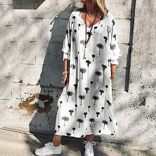 

Women's 2020 White Summer Dress Casual Shirt Floral S M