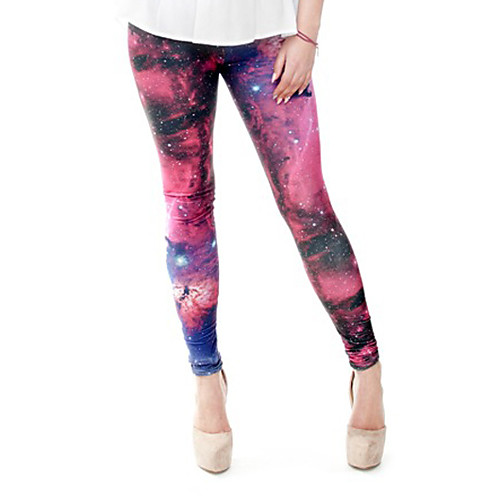 

Women's Sports / Yoga Sporty / Basic Legging - Galaxy, Print Mid Waist Red One-Size