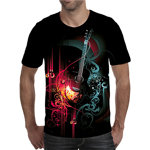 

Men's Holiday Going out Street chic / Exaggerated T-shirt - Geometric / Color Block / 3D Print Rainbow