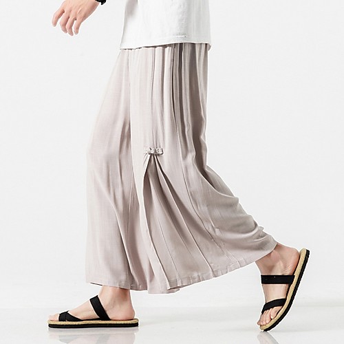 

Men's Sporty / Chinoiserie Chinos Pants - Solid Colored Drawstring Comfort Light gray Black Navy Blue US32 / UK32 / EU40 US34 / UK34 / EU42
