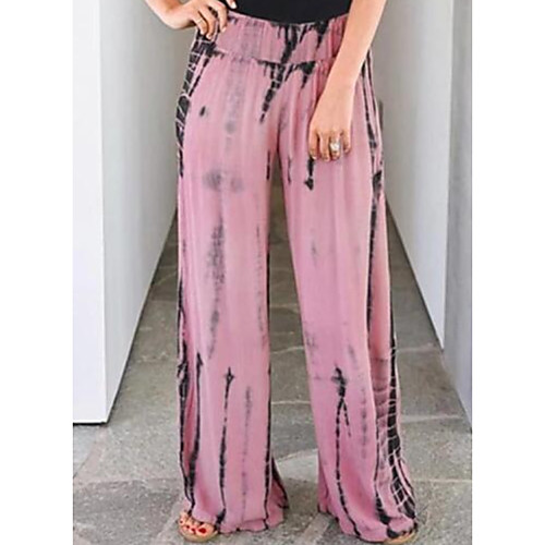 

Women's Basic Wide Leg Pants - Tie Dye Black Red S M L