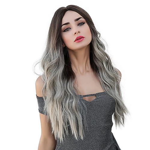 

Ombre Hair Weaves / Hair Bulk Synthetic Wig Curly Water Wave Middle Part Side Part Neat Bang Wig Very Long Ombre Grey Synthetic Hair 26 inch Women's Cosplay Women Synthetic Gray Ombre HAIR CUBE