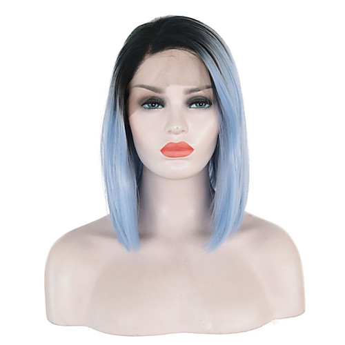 

Synthetic Lace Front Wig Straight Side Part Lace Front Wig Short Ombre Color Synthetic Hair 10-16 inch Women's Soft Adjustable Party Blue Ombre