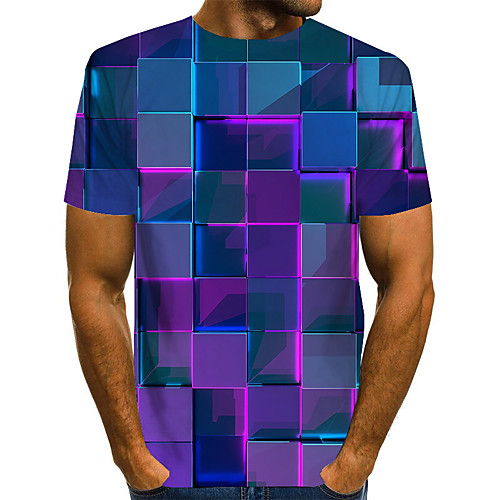 

Men's Daily Going out Basic / Street chic T-shirt - Geometric Print Blue