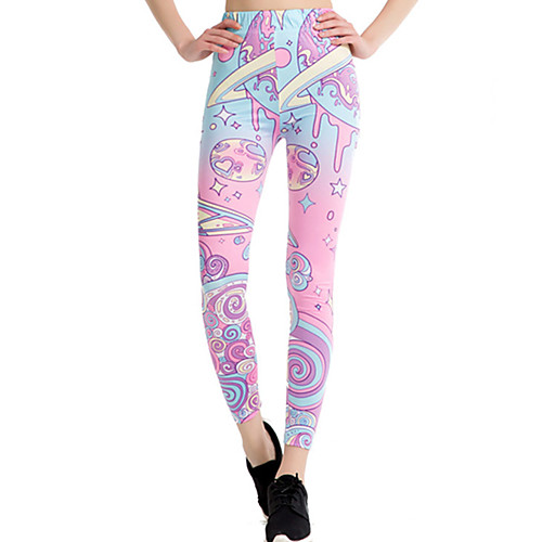 

Women's Sports / Yoga Sporty / Basic Legging - Print / Color Block, Print Mid Waist Blushing Pink One-Size