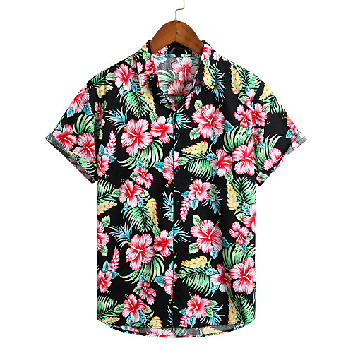 

Men's Holiday Beach Tropical / Hawaiian Shirt - Floral Black