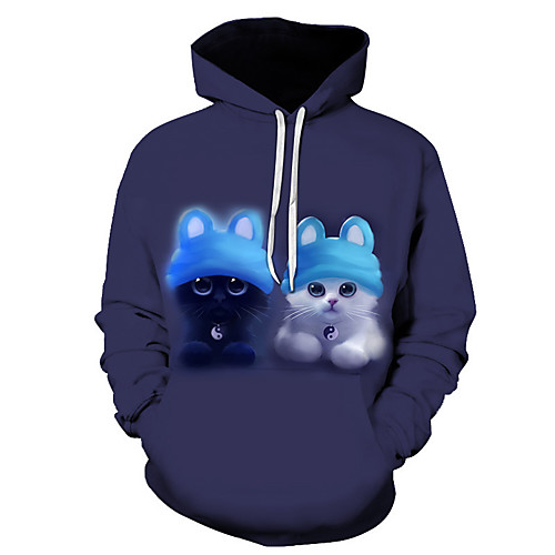 

Men's 3D Print / Casual Hoodie - 3D / Cartoon / Character Blue US32 / UK32 / EU40