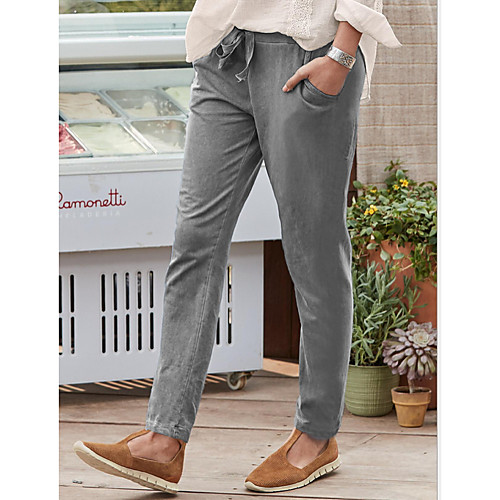 

Women's Basic Chinos Pants - Solid Colored White Black Blue S M L