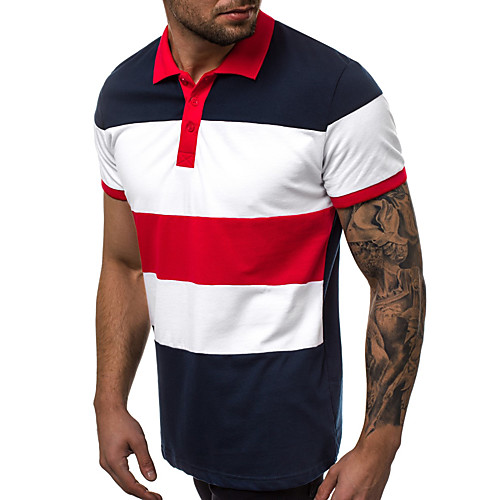 

Men's Color Block Polo Business Basic Daily Going out Red / Yellow