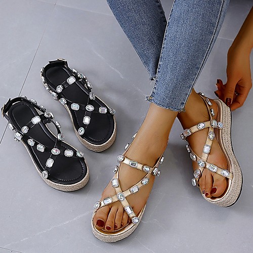 

Women's Sandals Summer Platform Open Toe Daily PU Black / Beige