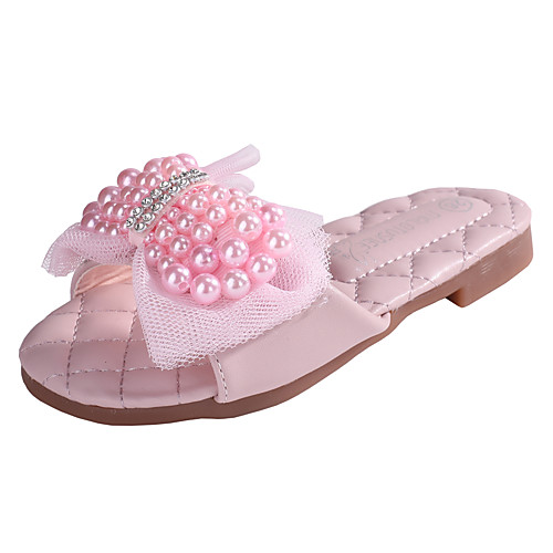 

Girls' Comfort / Flower Girl Shoes Microfiber Slippers & Flip-Flops Little Kids(4-7ys) / Big Kids(7years ) Walking Shoes Bowknot / Pearl Pink / Ivory Spring / Summer