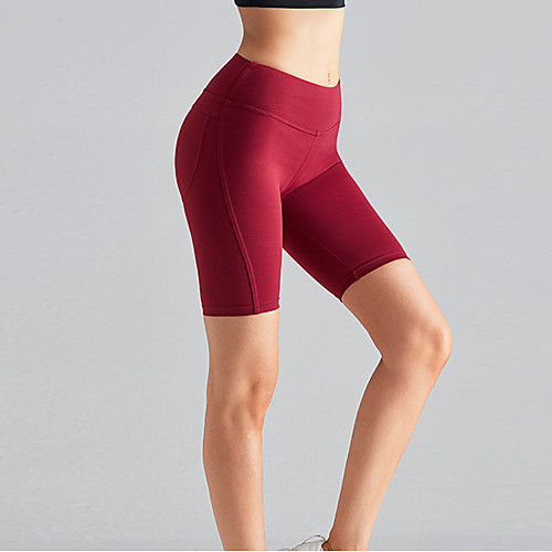 

Women's High Waist Yoga Shorts Winter Pocket Black Dark Red Dark Blue Elastane Running Fitness Gym Workout Shorts Sport Activewear Breathable Moisture Wicking Butt Lift Tummy Control High Elasticity