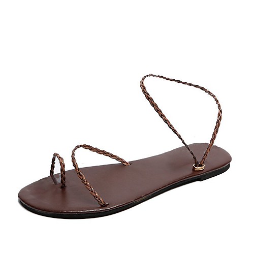 

Women's Sandals 2020 Spring & Fall / Spring & Summer Flat Heel Open Toe Casual Sexy Daily Outdoor PU Brown / Black