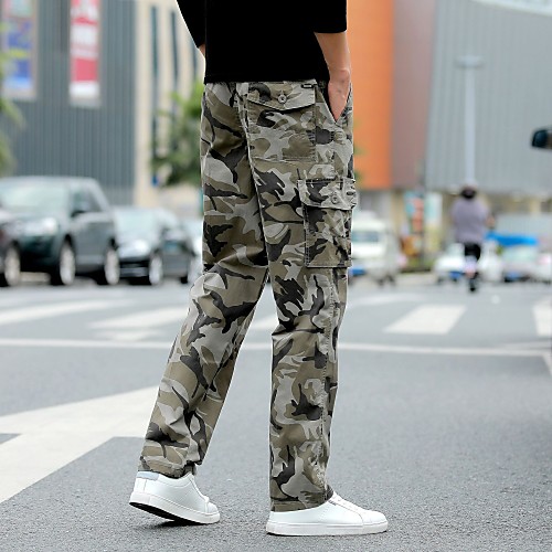 

Men's Hiking Pants Hiking Cargo Pants Camo Outdoor Soft Comfortable Cotton Pants / Trousers Climbing Camping / Hiking / Caving Traveling Army Green Grey Khaki L XL XXL XXXL 4XL Loose