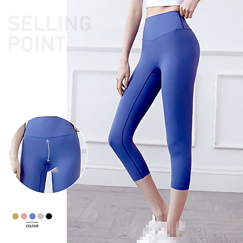 

Women's High Waist Running Tights Capris Compression Pants Sports Bottoms Running Jogging Training Breathable Quick Dry Sweat-wicking Solid Colored Black Yellow Blushing Pink Grey Royal Blue