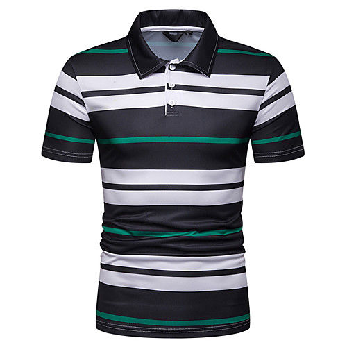 

Men's Striped Print Polo Basic Elegant Daily Going out Red / Green