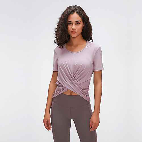 

Women's Yoga Top Criss Cross Front Fashion Black Purple Pink Blue Elastane Yoga Running Fitness Tee / T-shirt Top Sport Activewear Breathable Quick Dry Comfortable Stretchy