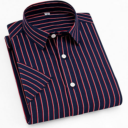 

Men's Striped Print Shirt Daily Wine