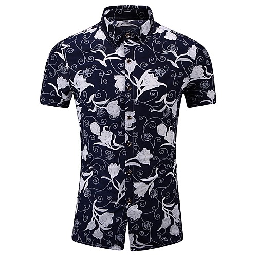 

Men's Floral Shirt Beach Daily Navy Blue