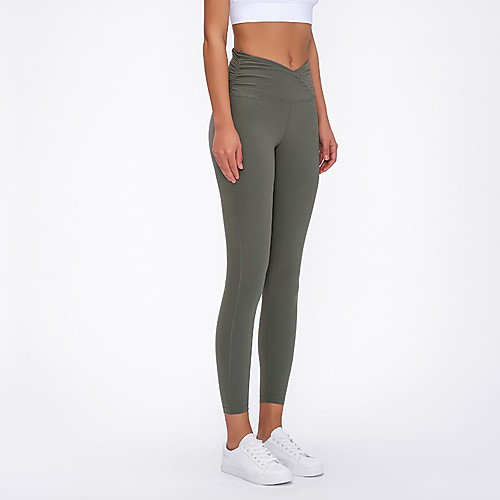 

Women's High Waist Yoga Pants Winter Criss Cross Waist Fashion Black Red Green Blue Gray Elastane Running Fitness Gym Workout Tights Leggings Sport Activewear Moisture Wicking Butt Lift Tummy Control