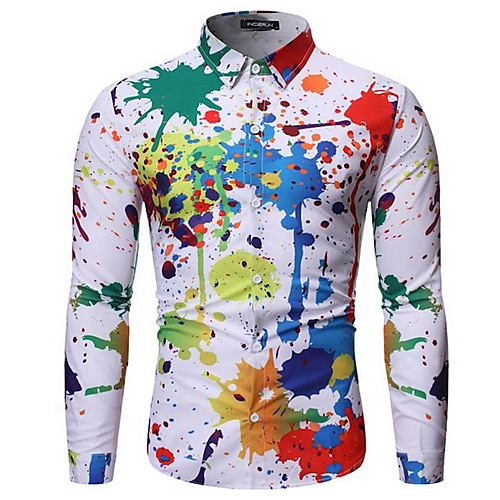

Men's Color Block Shirt Daily White / Black / Long Sleeve