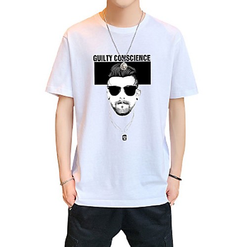 

Men's Graphic Solid Colored T-shirt Basic Street chic Daily Weekend White / Green