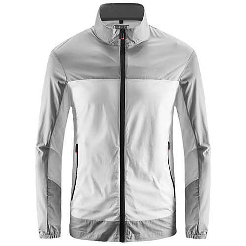 

Men's Hiking Jacket Outdoor Windproof Breathable Quick Dry Ultraviolet Resistant Top Elastane Single Slider Fishing Climbing Beach White / Grey / Blue