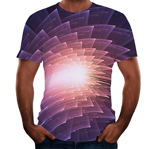 

Men's Going out Weekend Basic T-shirt - Color Block / 3D Rainbow